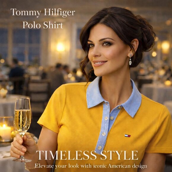 Tommy Hilfiger Mustard Yellow Polo - Golf Shirt XS NWT Pinstripe Collar Preppy - Picture 2 of 9